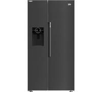 Beko HarvestFresh™ ASP342VPZ Plumbed Frost Free American Fridge Freezer - Black Steel