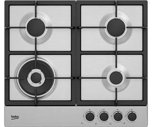 Beko HIAW164225SX 58cm Built In Gas Hob Silver 4 Burner Cast Iron Pan Support