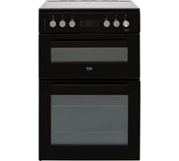 Beko KDCS663K 60cm Double Oven Electric Cooker with Ceramic Hob - Black - A/A Rated, Black