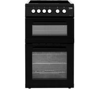Beko KDVC563AK 50cm Wide Double Oven Electric Cooker with Ceramic Hob - Black - A/A Rated, Black