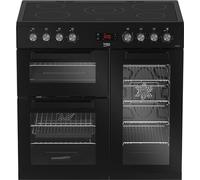 Beko KDVC90K 90cm wide Electric Range Cooker with Ceramic Hob - Black - A/A Rated
