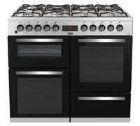 Beko KDVF100X 100cm Dual Fuel Double Oven Range Cooker - Stainless Steel