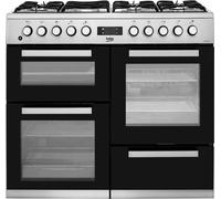 Beko KDVF100X 100cm wide Dual Fuel Range Cooker with Gas Hob - Stainless Steel - A/A Rated, Stainless Steel