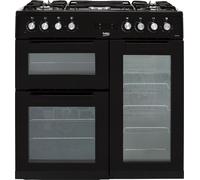 Beko KDVF90K 90cm Dual Fuel Range Cooker with Gas Hob - Black - A/A Rated, Black