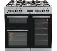 Beko KDVF90X 90cm Double Oven Range Cooker with 5 Burner Gas Hob