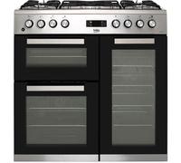 Beko KDVF90X 90cm Double Oven Range Cooker with 5 Burner Gas Hob