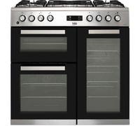 Beko KDVF90X 90cm Double Oven Range Cooker with 5 Burner Gas Hob