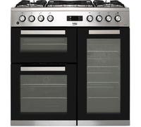 Beko KDVF90X 90cm Double Oven Range Cooker with 5 Burner Gas Hob