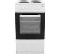 Beko KS530W 50cm Single Oven Electric Cooker with Solid Plate Hob - White - A Rated, White