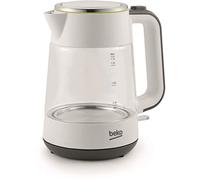 Beko WKM6321W Glass Kettle, White, 1.7 Litre, 2400W, Energy Class A, 360 degree connection, Limescale Filter, Boil Dry Protection