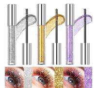 Bekoeen 3PCS Glitter Eyeshadow Mascara, Lengthening Volumizing Colorful Lashes, Sparkling Diamonds Silver Waterproof Mascara for Eyelashes, Party Wedding