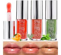 Bekoeen 3Pcs Plumping Lip Oil Set - Crystal Jelly Lip Care Oil - Long Moisturizing - Non-Sticky Finish - High-Shine - 12 Hours Hydrating - Light Liquid Lipsticks
