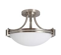 Bektas Semi Flush Mount Ceiling Light Fixture,16inch Brushed Nickel Flush Mount ceiling light with Milk Glass for Bedroom,Kitchen,Bathroom,Hallway,Foyer,Living Room,Dinning Room(3-Lights)