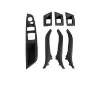Bekuyu Car Inner Door Pull Handle 7-piece/Set Leather Interior Door Handles Left and Right for 5 Series F10 F11 51417225866(LHD Black)