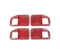 Bekuyu Car Inner Door Pull Handle for Jeep for Wrangler JK 2011-2017 4-Door Interior Door Handle Bowl Decoration Cover Trim Stickers(Red Carbon Grain)