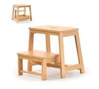 BEKVEM Bamboo Folding Step Stool with Sturdy Structure and Wide Stepping Surface for Safety, Multi-Purpose Foldable Step Ladder for Bathroom,Bedroom,Kitchen Step Stools for Kids & Adults, 350 lbs
