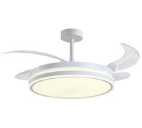BEL AIR HOME - Athens Ceiling Fan with Retractable Blades, Silent DC Motor, LED Light 36W 3 Colour Temperatures, Remote Control, Winter Mode, Modern Design (White)