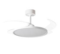 BEL AIR HOME - Ceiling Fan SLIM - Silent DC Motor - Folding Blades - LED Light 36W Adjustable 3000K-6500K - Remote Control - Summer/Winter Function, White, Metal