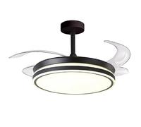 BEL AIR HOME Ceiling Fan with Retractable Blades, Quiet DC Motor, LED Light, 36W, 3 Colour Temperatures, Remote Control, Winter Mode, Modern Design (Black)