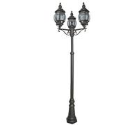 bel aire 3 light outdoor post lamp in black with clear glass