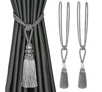 BEL AVENIR 2 Pack Curtain Hand-Woven Tiebacks Crystal Holdbacks Home Decorative (Silver, 2 Pack)