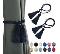 BEL AVENIR 2 Pack Curtain Handmade Tiebacks Decorative Curtain Holdbacks with Tassel (Navy, 2 Pack)