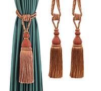 BEL AVENIR 2 Pack Tassel Curtain Tiebacks Holdback Large Handmade Drapery Tie-Backs Rope Home Office Hotel Elegant Decorative (Orange)