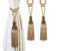 BEL AVENIR 2 Pack Tassel Curtain Tiebacks Holdback Large Handmade Drapery Tie-Backs Rope Home Office Hotel Elegant Decorative (Dark Coffee-2)