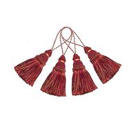 BEL AVENIR 4 Pack Elegant Polyester Tassel Colorful Craft Tassels for Key Chain Straps DIY Accessories (Red)