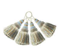 BEL AVENIR 4 Pack Elegant Polyester Tassel Colorful Craft Tassels for Key Chain Straps DIY Accessories (Mix Blue)