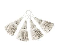 BEL AVENIR 4 Pack Elegant Polyester Tassel Colorful Craft Tassels for Key Chain Straps DIY Accessories (Beige)