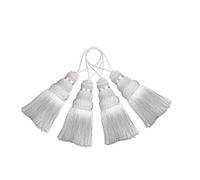 BEL AVENIR 4 Pack Elegant Polyester Tassel Colorful Craft Tassels for Key Chain Straps DIY Accessories (White)