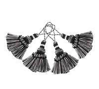 BEL AVENIR 4 Pack Handmade Elegant Polyester Tassel Colorful Tassels for Key Chain Straps DIY Decorative Accessories (Black)