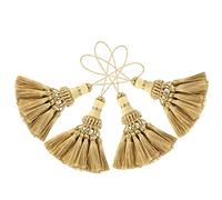 BEL AVENIR 4 Pack Handmade Elegant Polyester Tassel Colorful Tassels for Key Chain Straps DIY Decorative Accessories (Golden)