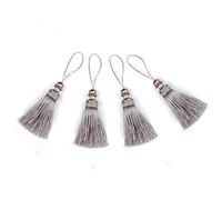 BEL AVENIR 4 Pack Handmade Hanging Rope Polyester Tassel Colorful Tassels for Key Chain Straps DIY Decorative Accessories (Silver)