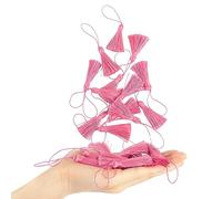 BEL AVENIR 50 Pcs Mini Bookmark Tassels 3.75inch/9.5cm Silky Handmade Keychain Tassel with 2.15inch Cord Loop,Colorful Small Tassels for Craft Accessory,Tags (Pink)