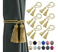 BEL AVENIR 6 Pack Curtain Handmade Tiebacks Decorative Curtain Holdbacks with Tassel (Gold, 6 Pack)
