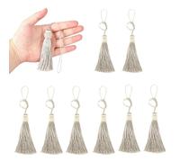 BEL AVENIR 8 Pack Tassel 24cm/ 9.5 Inch Key Tassel with Loops, Handmade Twisted Tassel Craft, DIY Accessories for Home Decoration(Light Silver)