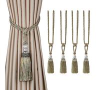 BEL AVENIR Curtain Tiebacks Handmade Tassels Crystal Rope Tie Holdbacks Home Decorative 4 Pack (Mix Blue)