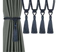BEL AVENIR Curtain Tiebacks Tassel Tie-Backs, Rope Curtain tie Backs Handmade Curtain Holdbacks Made from Polyester(Navy, 4p)