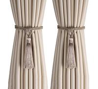 BEL AVENIR Curtain Tiebacks Tassel Tie-Backs, Rope Curtain tie Backs Handmade Curtain Holdbacks Made from Polyester(Flaxen, 2p)