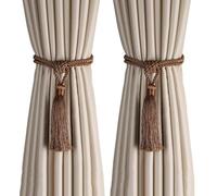 BEL AVENIR Curtain Tiebacks Tassel Tie-Backs, Rope Curtain tie Backs Handmade Curtain Holdbacks Made from Polyester(Coffee, 2p)
