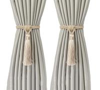 BEL AVENIR Curtain Tiebacks Tassel Tie-Backs, Rope Curtain tie Backs Handmade Curtain Holdbacks Made from Polyester(Beige, 2p)