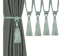 BEL AVENIR Curtain Tiebacks Tassel Tie-Backs, Rope Curtain tie Backs Handmade Curtain Holdbacks Made from Polyester(Light Blue, 4p)