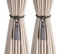 BEL AVENIR Curtain Tiebacks Tassel Tie-Backs, Rope Curtain tie Backs Handmade Curtain Holdbacks Made from Polyester(Charcoal, 2p)
