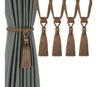 BEL AVENIR Curtain Tiebacks Tassel Tie-Backs, Rope Curtain tie Backs Handmade Curtain Holdbacks Made from Polyester(Coffee, 4p)