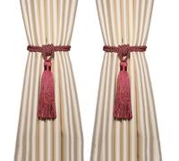 BEL AVENIR Curtain Tiebacks Tassel Tie-Backs, Rope Curtain tie Backs Handmade Curtain Holdbacks Made from Polyester(Red, 2p)