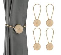 BEL AVENIR Magnetic Curtain Tiebacks, Elegant Curtain Holders for Drapes Outdoor Window Treatment Holdbacks(Gold, 4 Pack)
