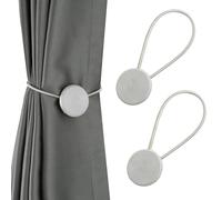 BEL AVENIR Magnetic Curtain Tiebacks, Elegant Curtain Holders for Drapes Outdoor Window Treatment Holdbacks(Silver, 2 Pack)