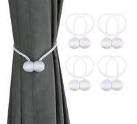 BEL AVENIR Magnetic Curtain Tiebacks European Style Strong Magnetic Handmade Rope Curtain Holders for Home Office Decorative(White, 4P)